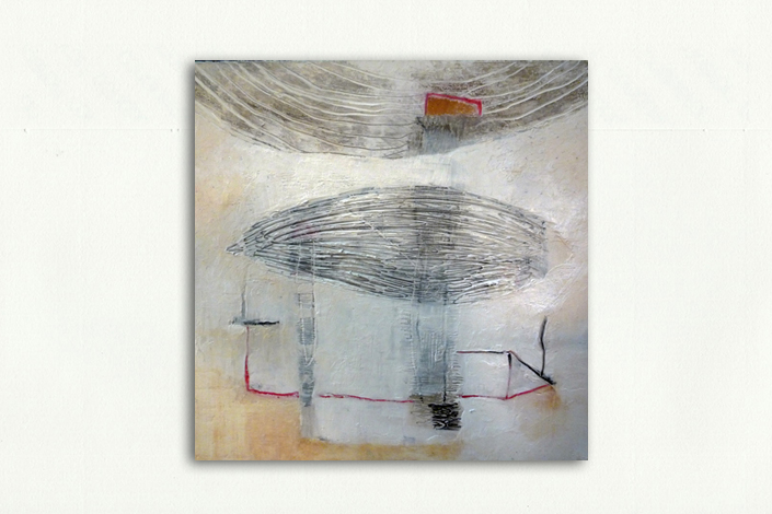 Serie Abstracción y Memoria. 'Neblina'. Mixta sobre MDF. 25 x 25 cm.
