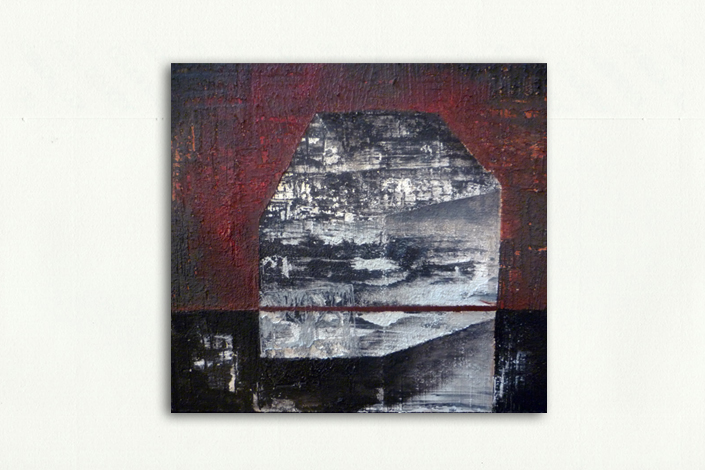 Serie Abstracción y Memoria. 'Entera'. Mixta sobre MDF. 25 x 25 cm.