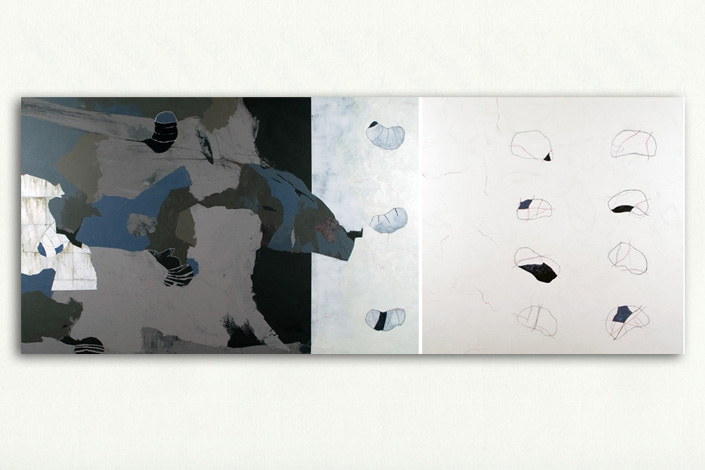 Serie Topografías. 'Separación' (Díptico). Mixta sobre MDF. 160 x 220 cm.